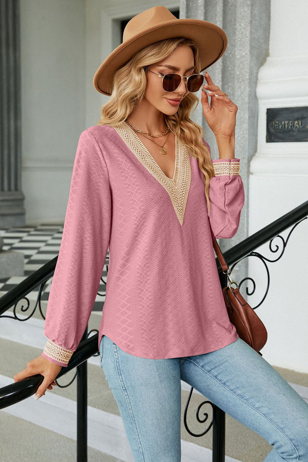 V-Neck Long Sleeve Blouse - Classique Collection