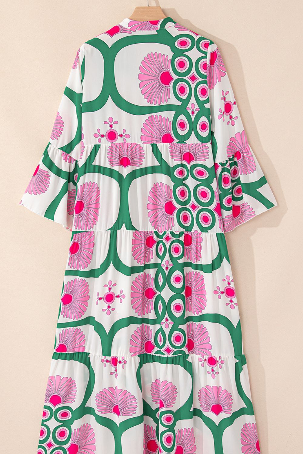 Printed Notched Long Sleeve Maxi Dress - Classique Collection