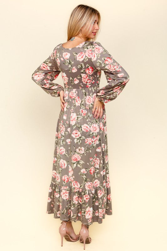 Haptics Twisted Detail Ruffled Hem Floral Dress with Side Pockets - Classique Collection