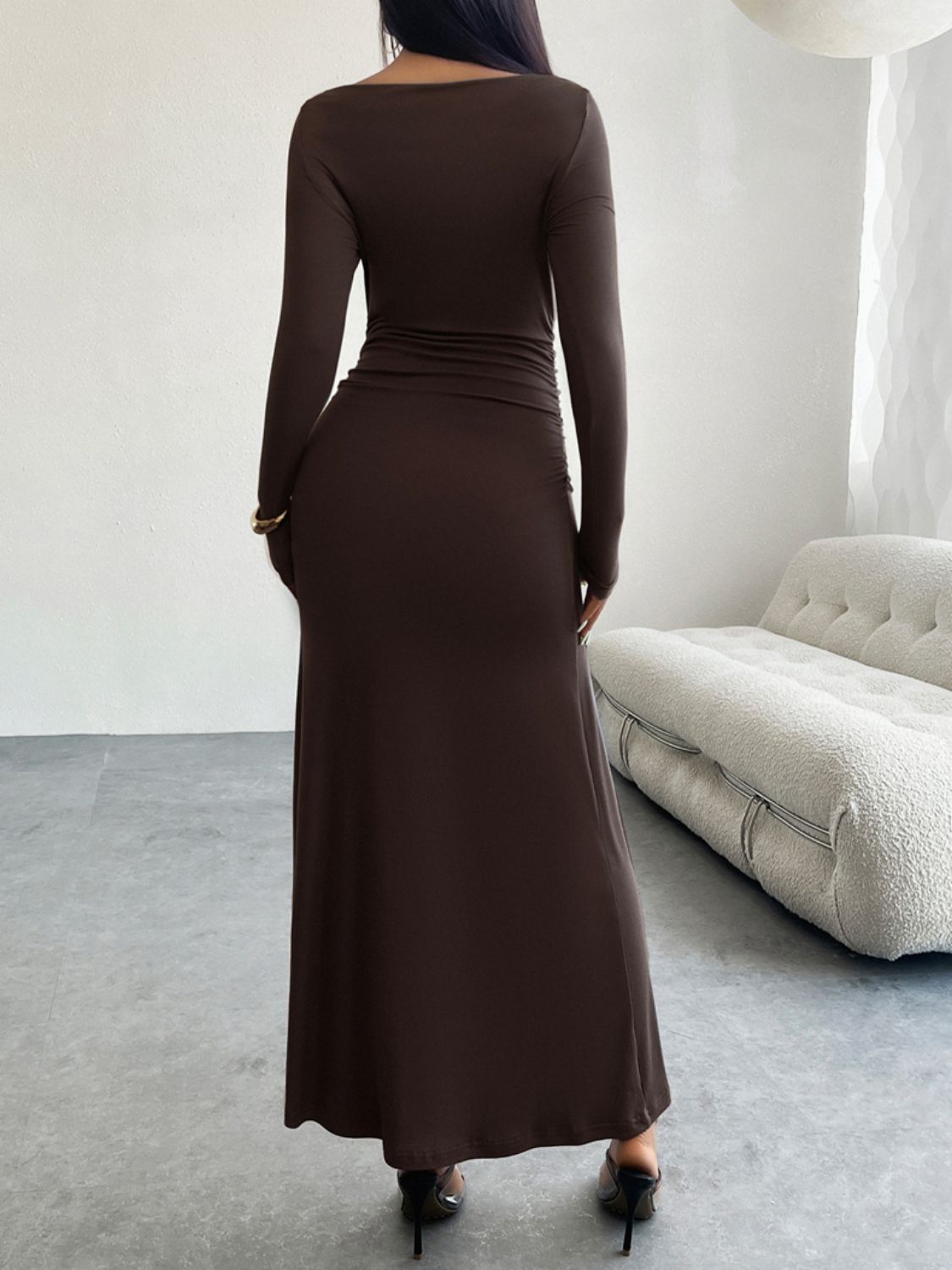 Devine Ruched Long Sleeve Maxi Dress - Classique Collection