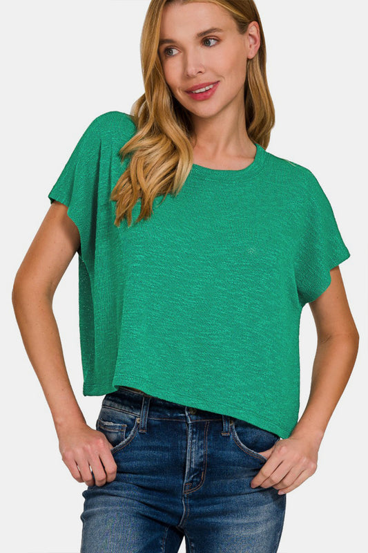 Zenana Round Neck Short Sleeve T-Shirt - Classique Collection