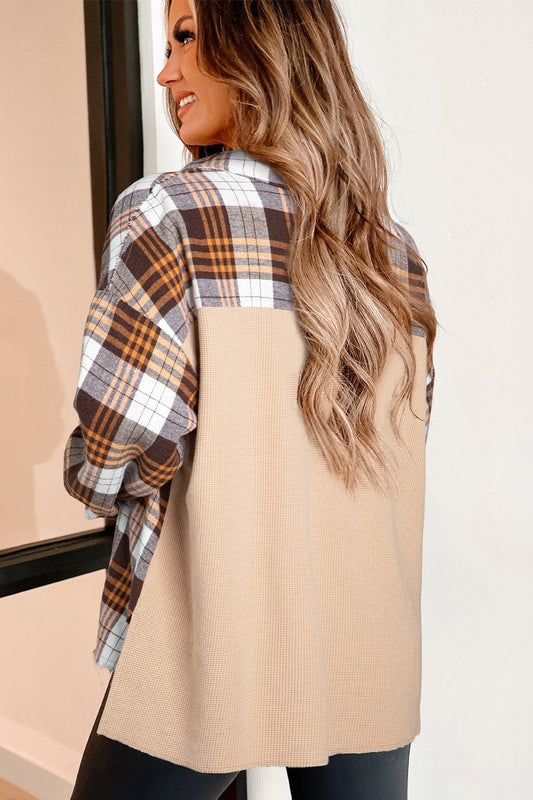 Plaid Button Up Long Sleeve Shacket - Classique Collection