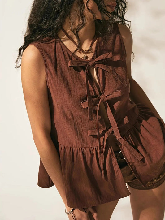 Bow - Tie Peplum Tank TopTop