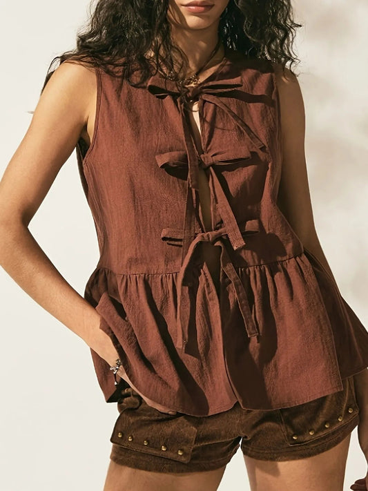 Bow - Tie Peplum Tank TopTop