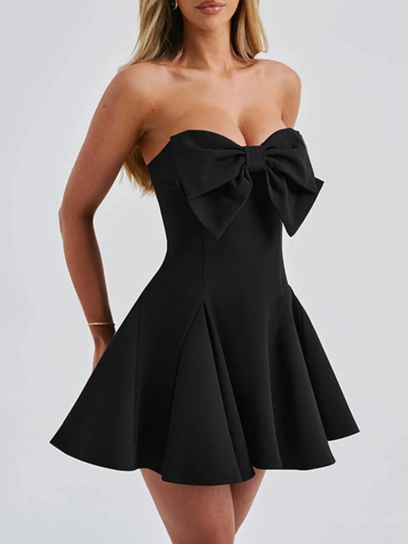 Bow Tube A - Line Mini Dress