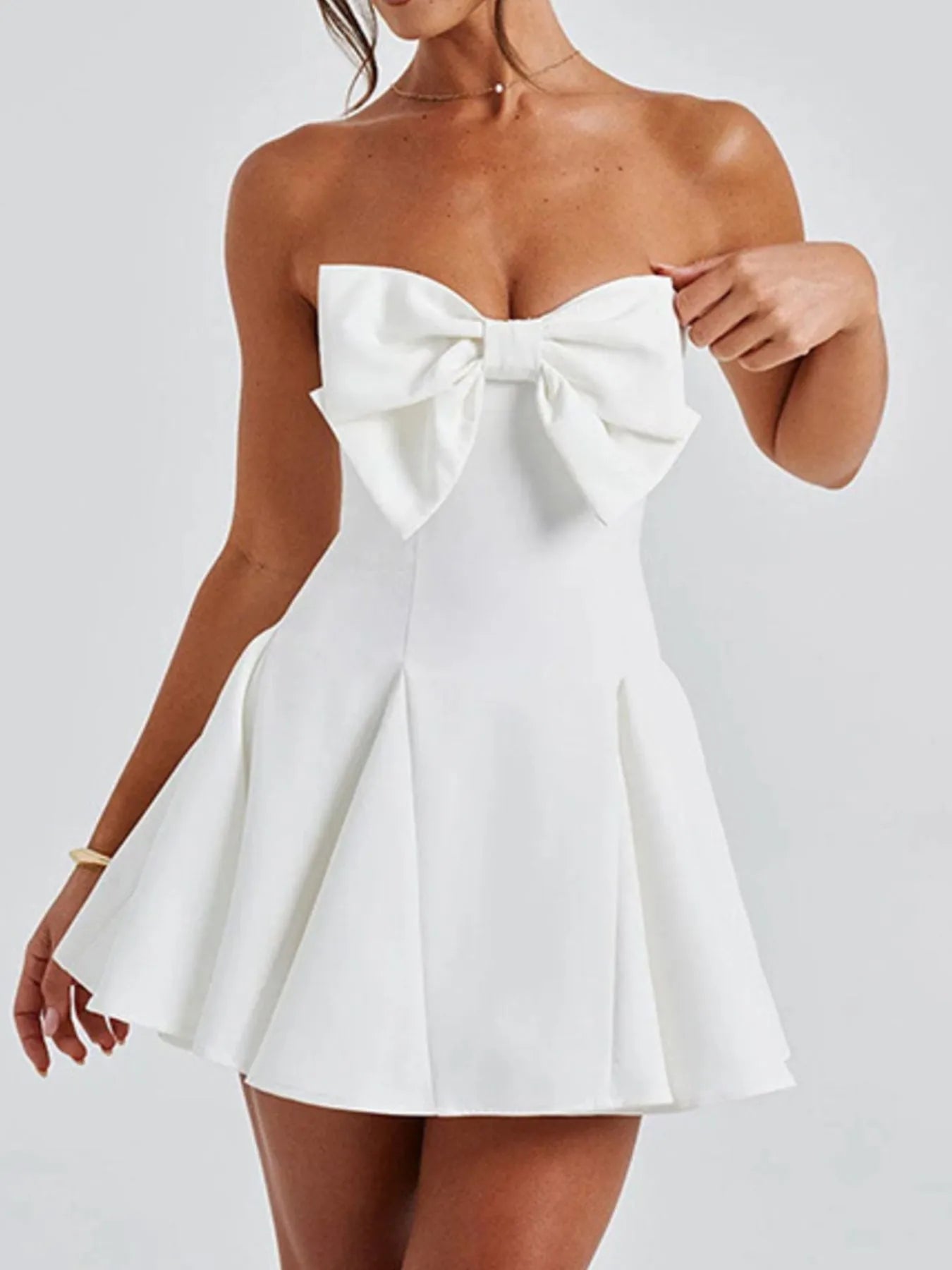 Bow Tube A - Line Mini Dress