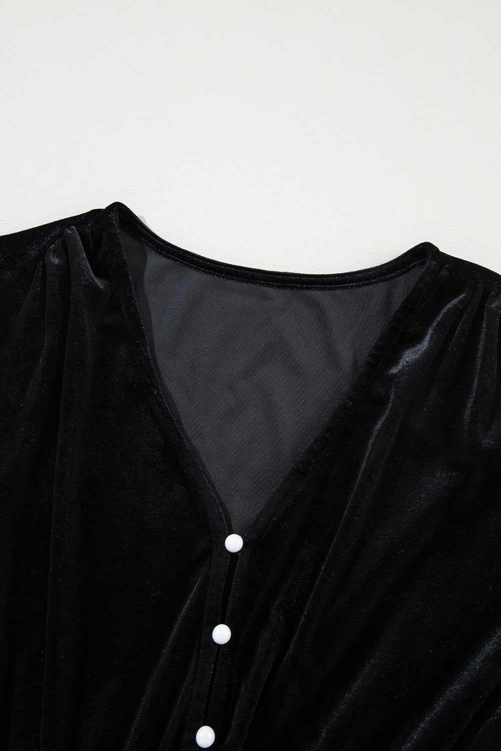 Ruffle Hem Slit V-Neck Long Sleeve Dress - Classique Collection