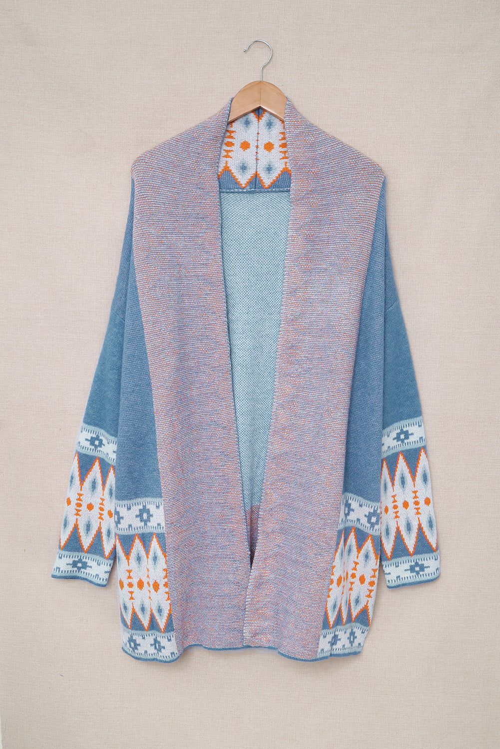 Geometric Open Front Long Sleeve Cardigan - ClassiQ