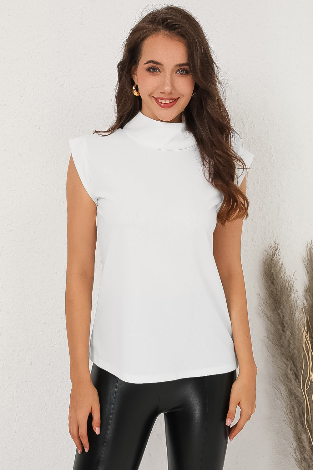 Mock Neck Cap Sleeve Blouse - Classique Collection