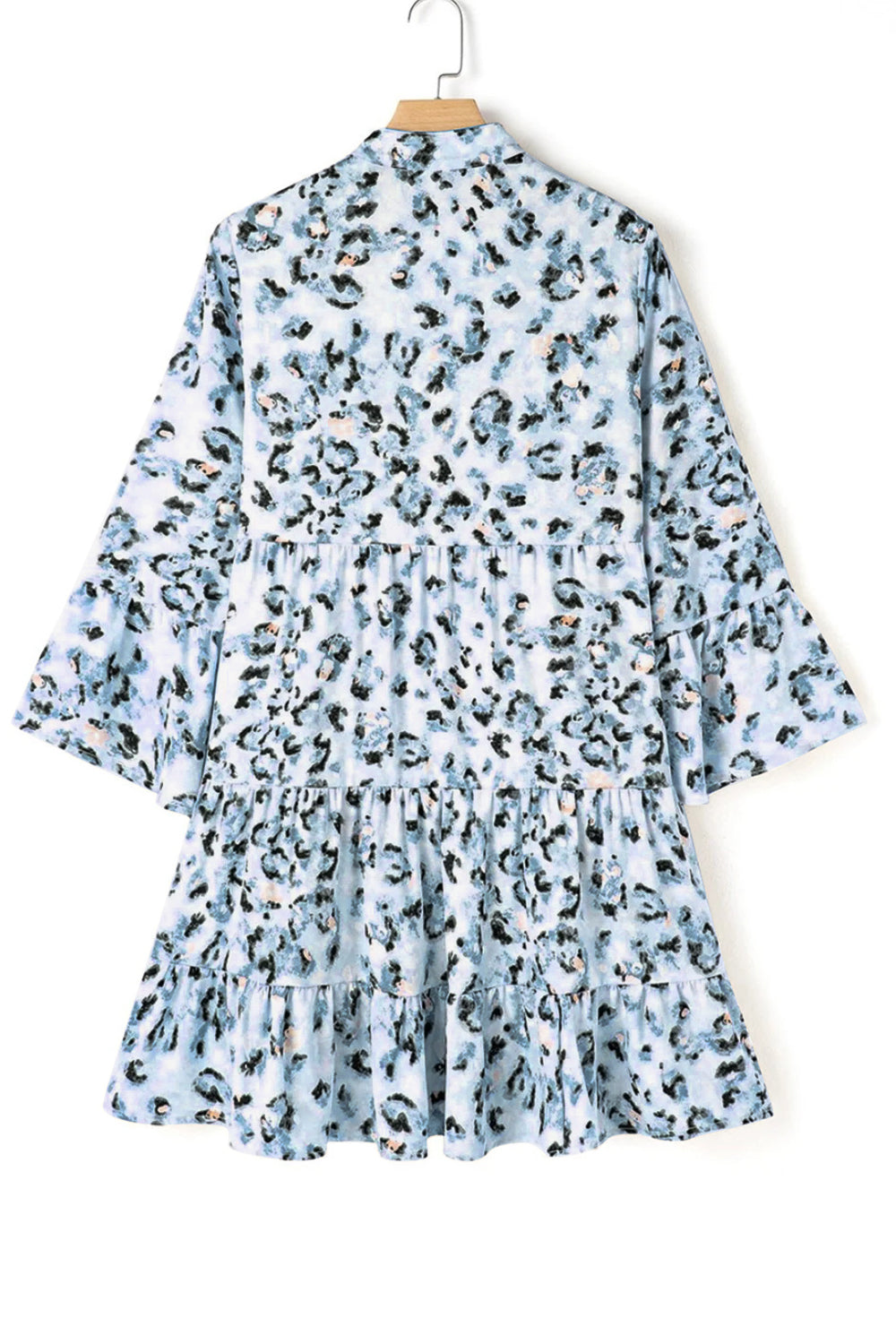 Leopard Notched Long Sleeve Tiered Dress - Classique Collection