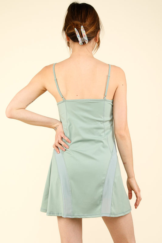 VERY J Mesh Detail Tennis Mini Active Dress with Shorts Inside - Classique Collection