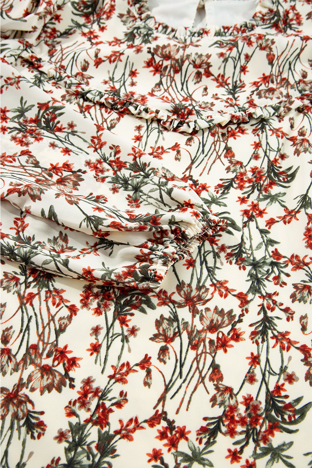 Floral Round Neck Long Sleeve Dress - Classique Collection