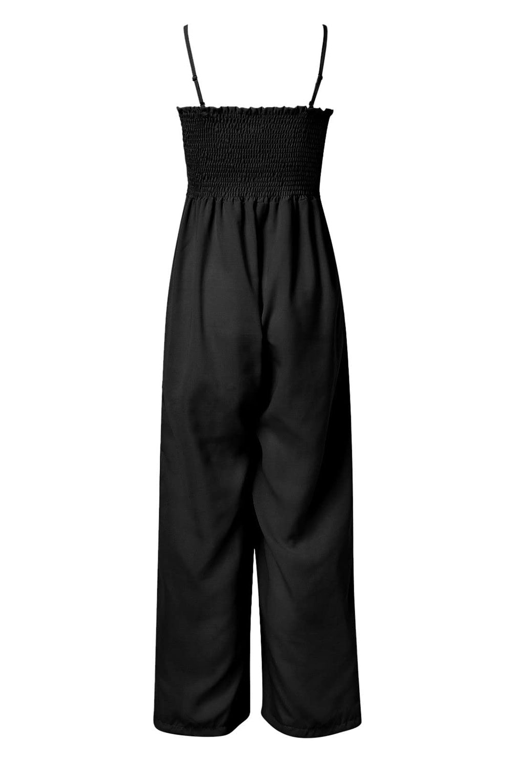 Smocked Spaghetti Strap Wide Leg Jumpsuit - ClassiQ
