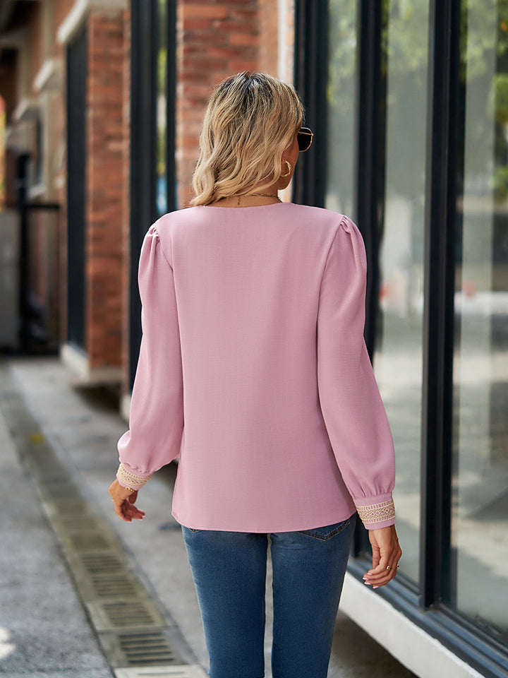 V-Neck Long Sleeve Blouse - Classique Collection