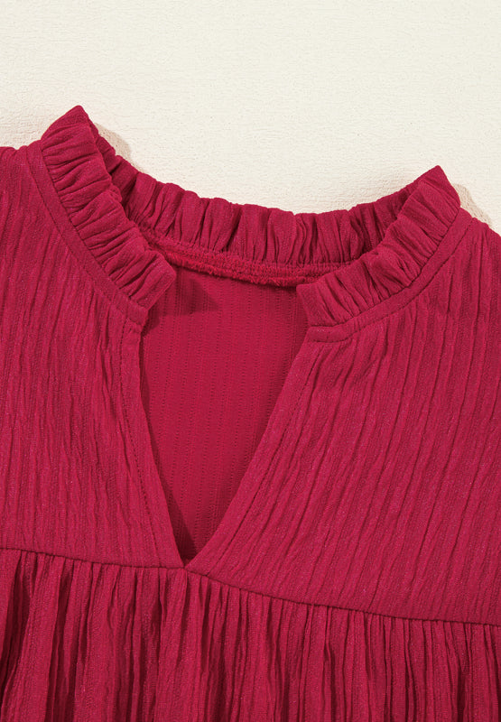 Frill Notched Long Sleeve Dress - Classique Collection