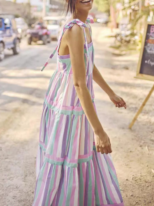 Tied Contrast Wide Strap Cami Dress - Classique Collection