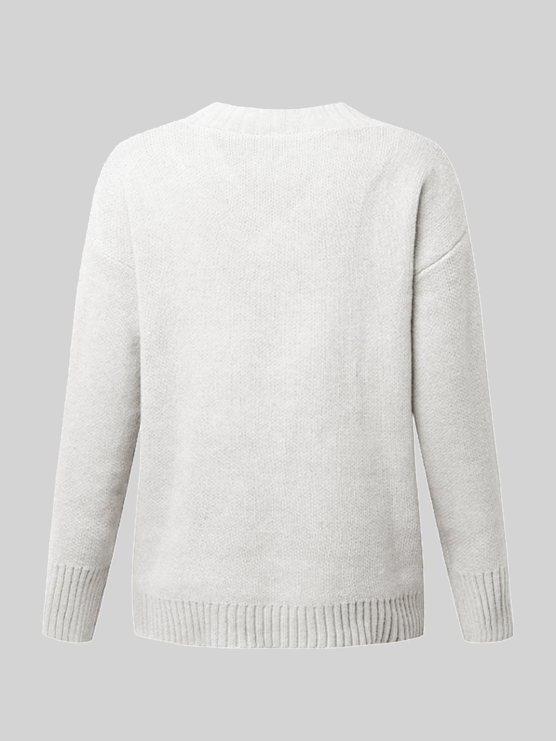 V-Neck Long Sleeve Knit Top - ClassiQ