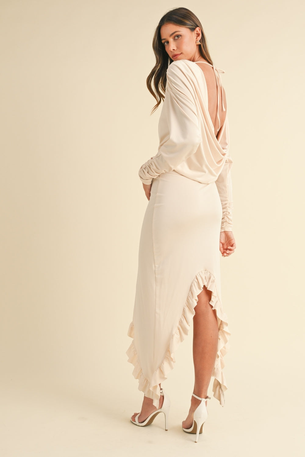 Mable Backless Asymmetric Ruffle Hem Dress - Classique Collection