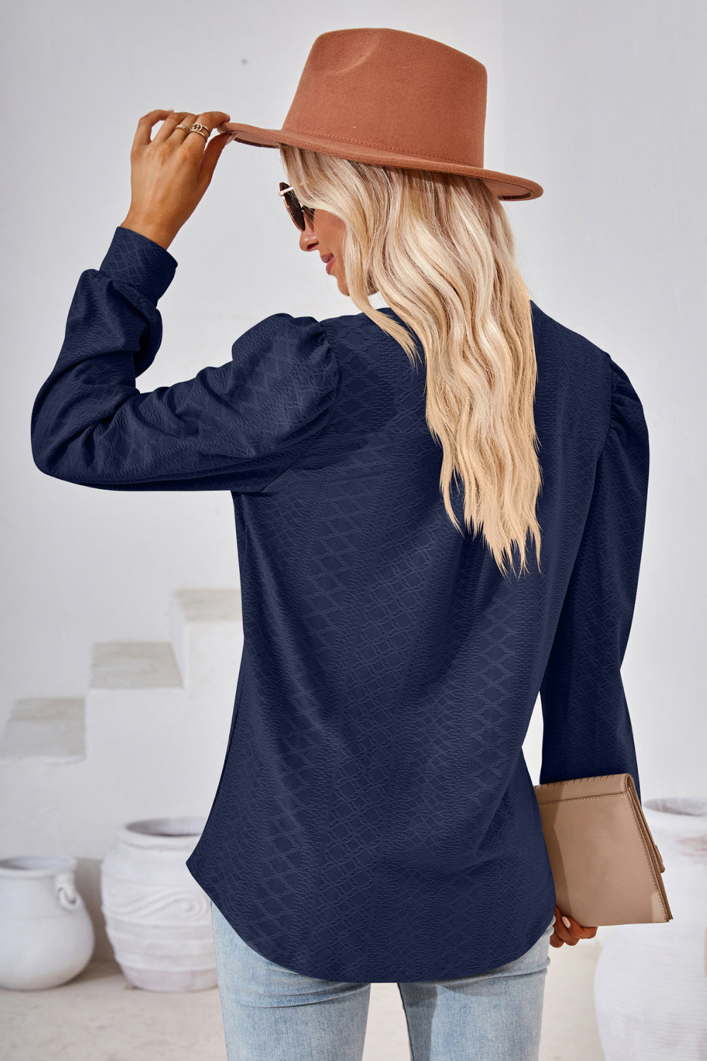 V-Neck Puff Sleeve Blouse - Classique Collection