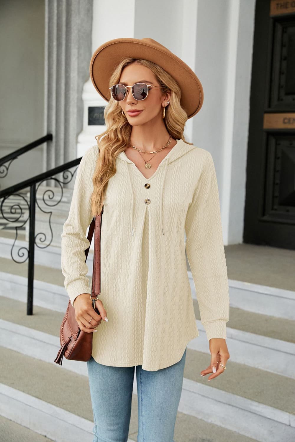 Long Sleeve Hooded Blouse - Classique Collection