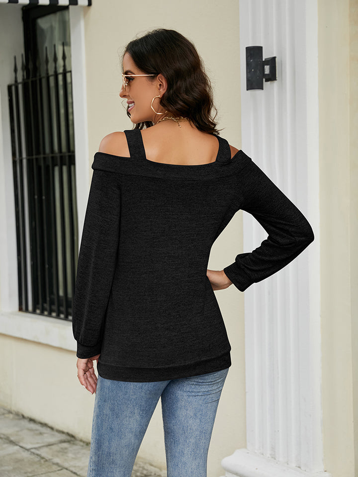 Cold Shoulder Cutout Square Neck Blouse - Classique Collection