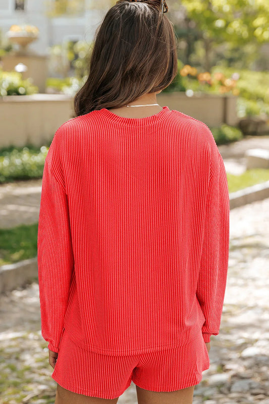 MERRY CHRISTMAS Round Neck Long Sleeve Top and Shorts Set - ClassiQ