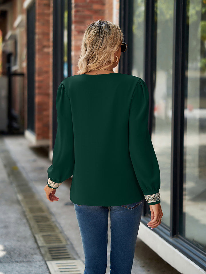 V-Neck Long Sleeve Blouse - Classique Collection
