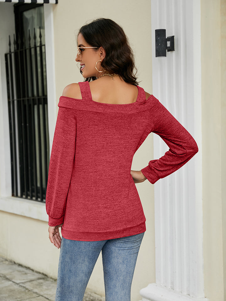 Cold Shoulder Cutout Square Neck Blouse - Classique Collection