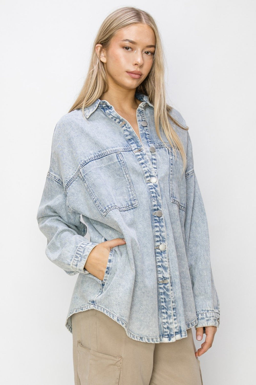 RISEN Button Up Long Sleeve Shacket - Classique Collection