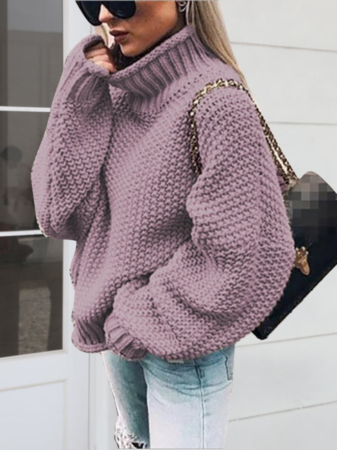Turtleneck Long Sleeve Sweater - ClassiQ