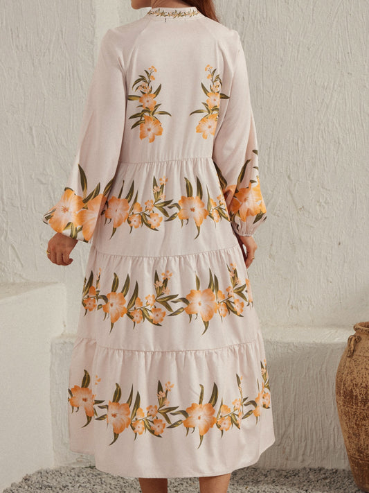 Printed Long Sleeve Midi Dress - Classique Collection