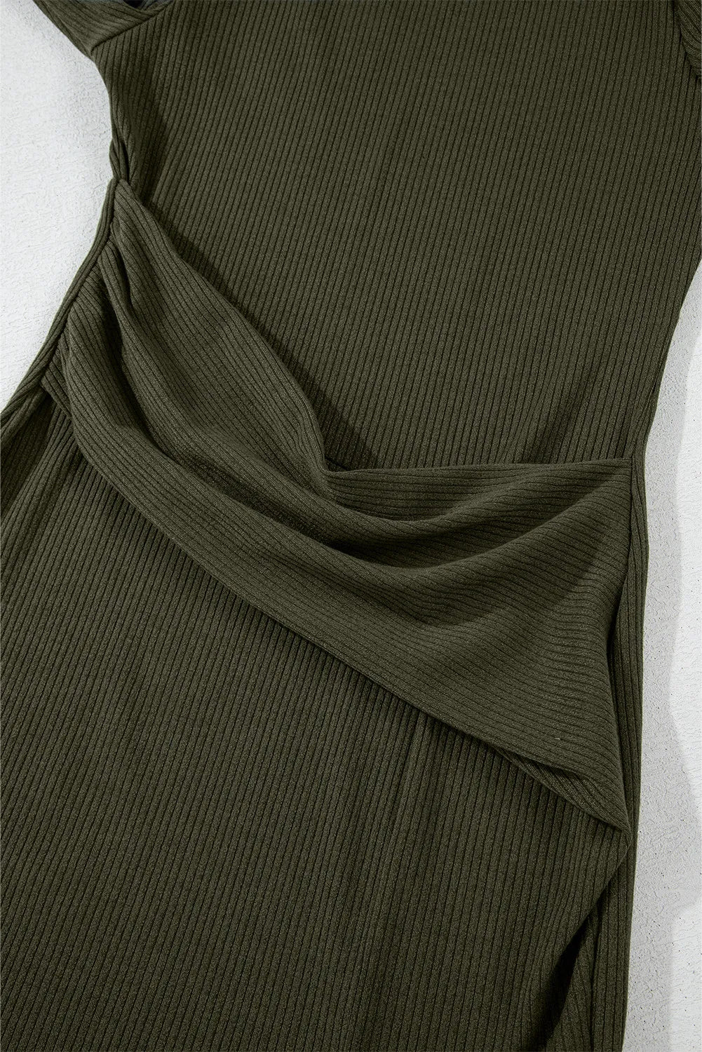 Slit Round Neck Long Sleeve Mini Dress - Classique Collection