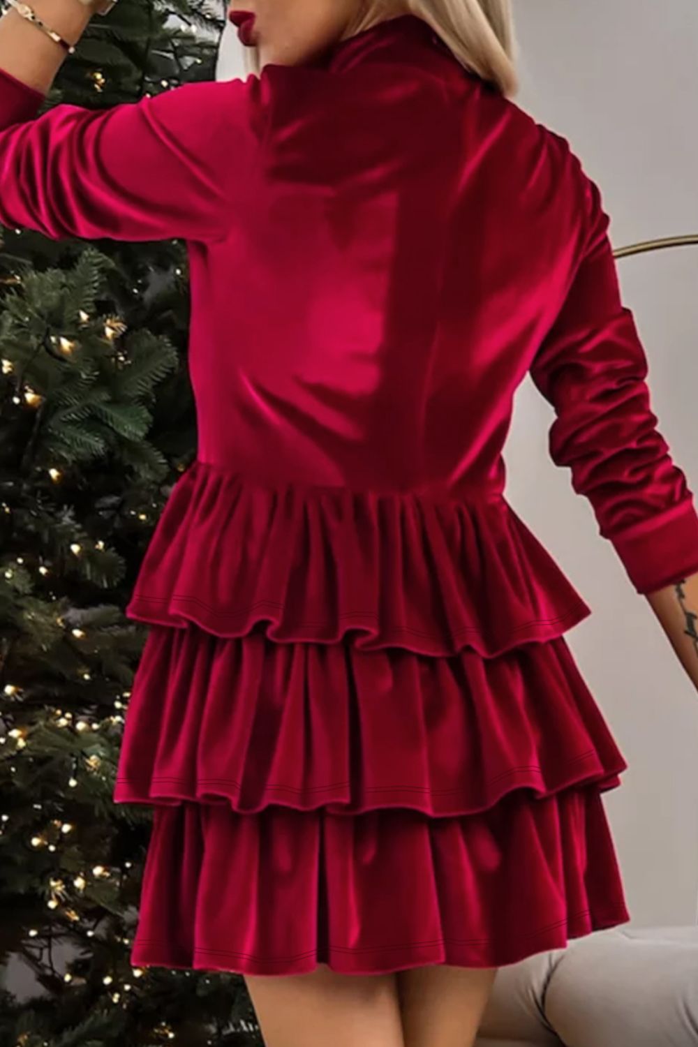 Ruffled Layered Long Sleeve Mini Dress - Classique Collection