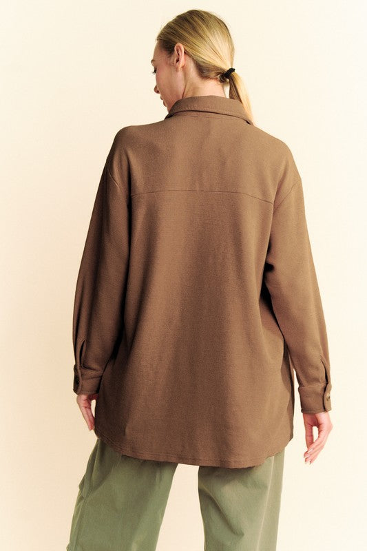 Davi & Dani Waffle-Knit Button Down Shirt - Classique Collection