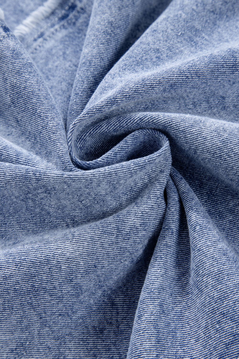 Raw Hem Button Down Long Sleeve Denim Dress - Classique Collection