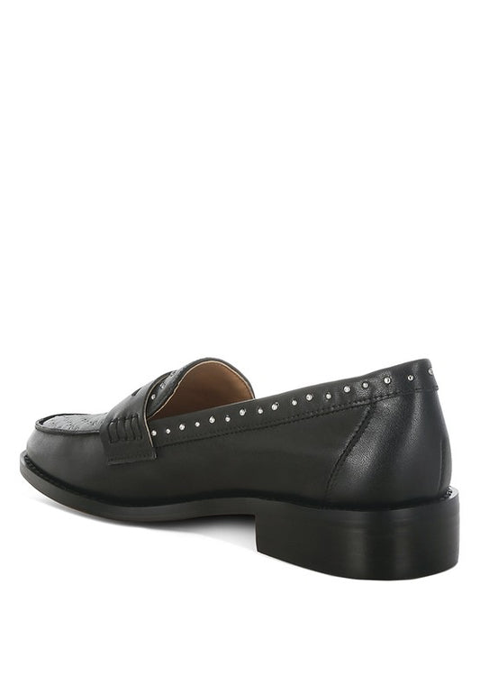 Raisa Stud Embellished Penny Loafers - Classique Collection