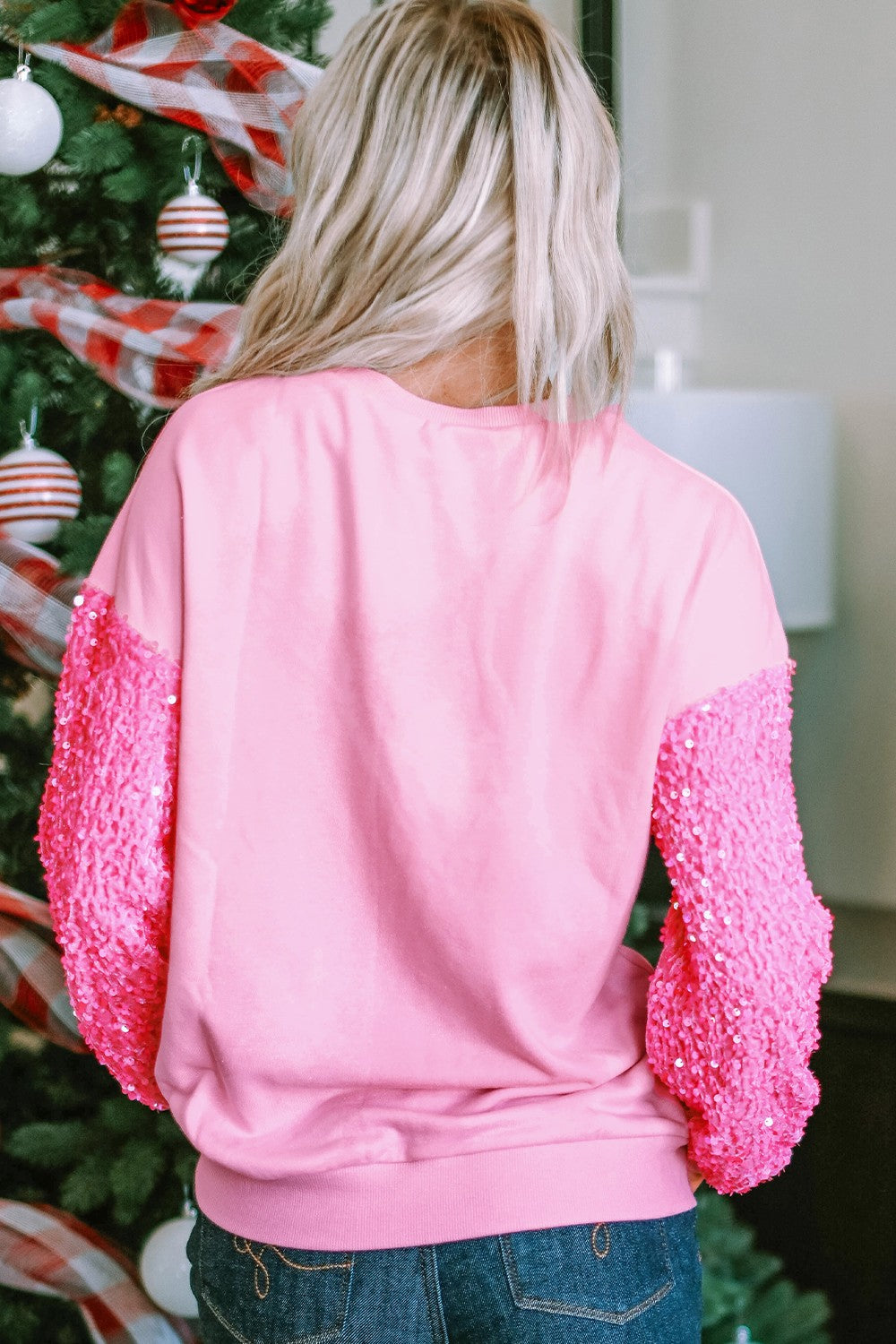LOVE Heart Sequin Dropped Shoulder Sweatshirt - ClassiQ
