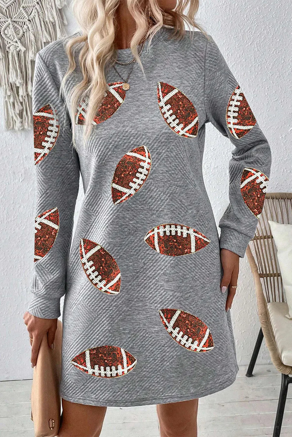 Sequin Football Long Sleeve Mini Dress - Classique Collection
