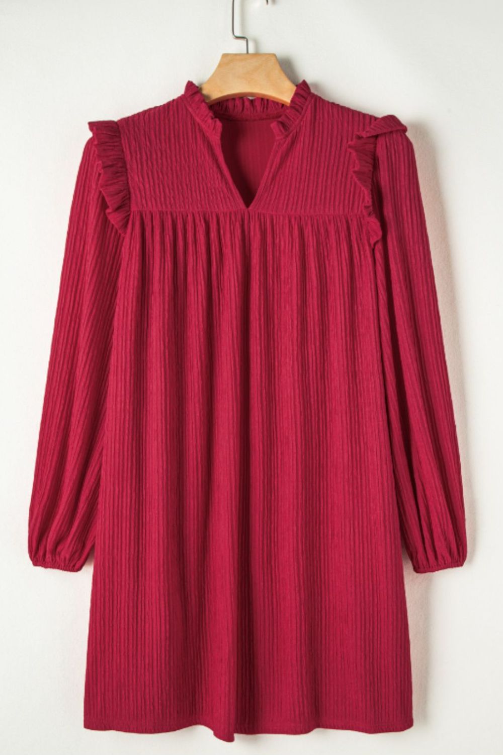 Frill Notched Long Sleeve Dress - Classique Collection