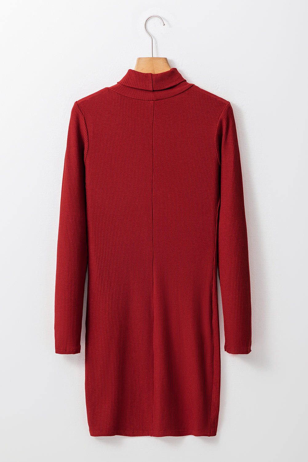 Ribbed Mock Neck Long Sleeve Mini Dress - Classique Collection
