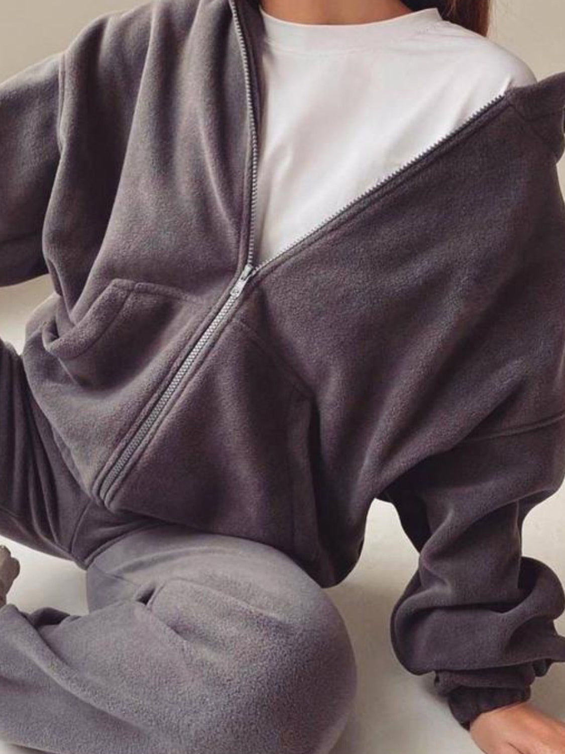 Zip Up Long Sleeve Hoodie and Joggers Set - ClassiQ