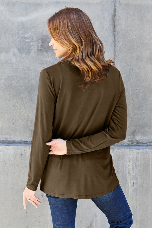 Basic Bae Full Size V-Neck Long Sleeve Top - Classique Collection