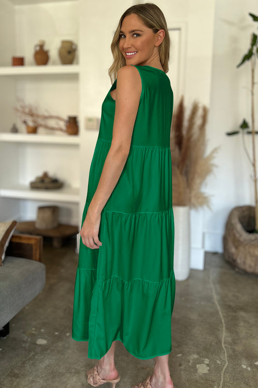 FAM-FAM V-Neck Sleeveless Midi Tiered Dress - Classique Collection