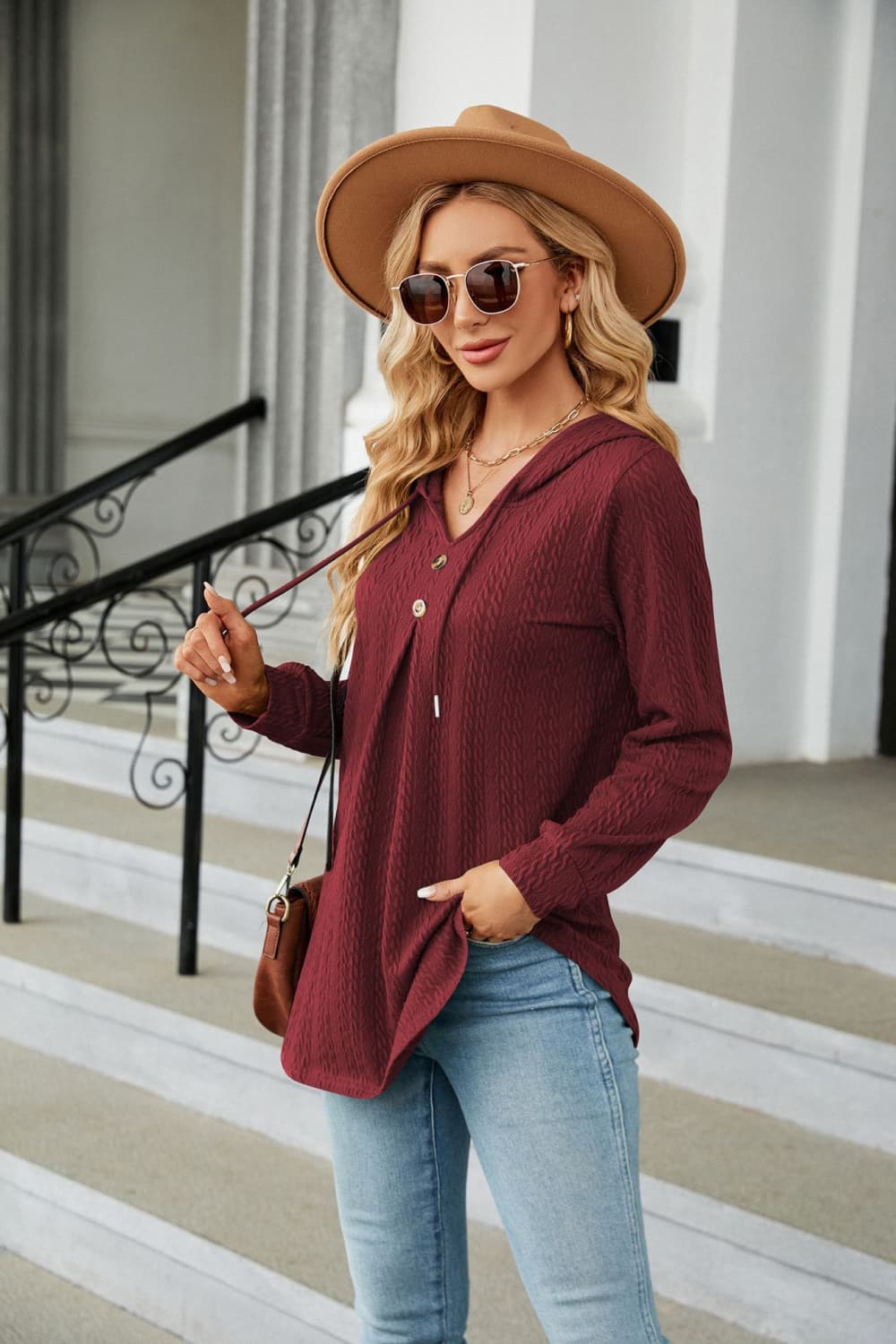 Long Sleeve Hooded Blouse - Classique Collection