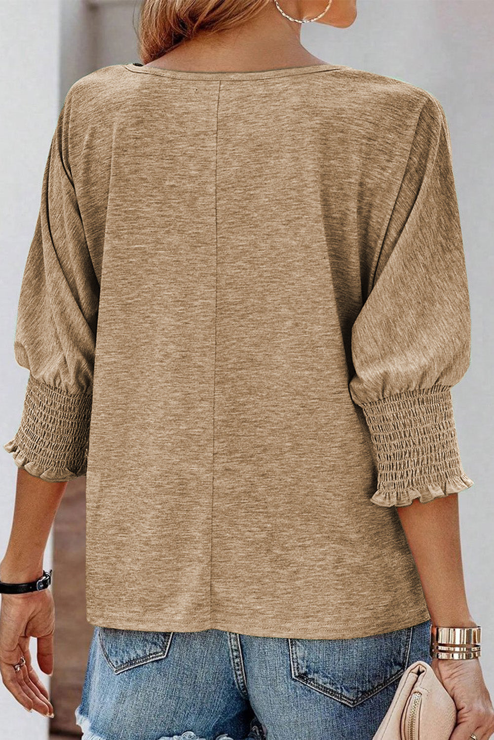 Round Neck Three-Quarter Sleeve Top - Classique Collection