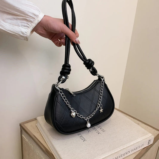 Chain Detail Crescent Shoulder BagBag