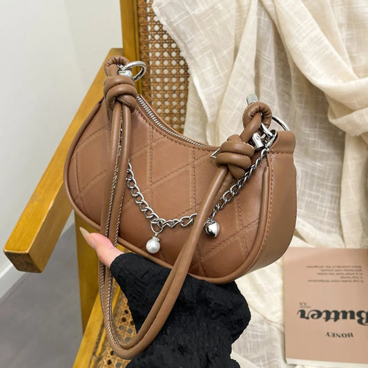 Chain Detail Crescent Shoulder BagBag