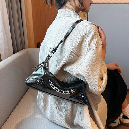 Chain Detail Leather Shoulder BagBag