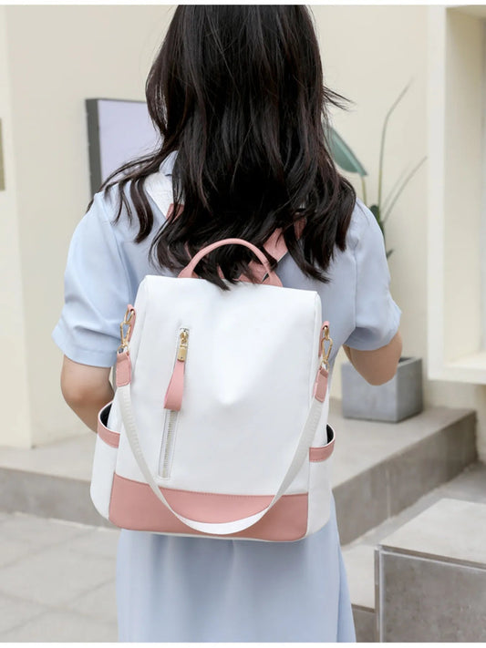 Color Block Convertible Backpack Bag