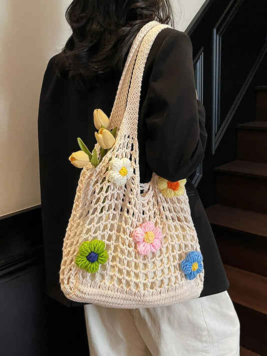 Colorful Floral Crochet Shoulder BagBag